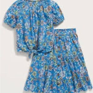 Old Navy Blue Floral Top and Skirt Set